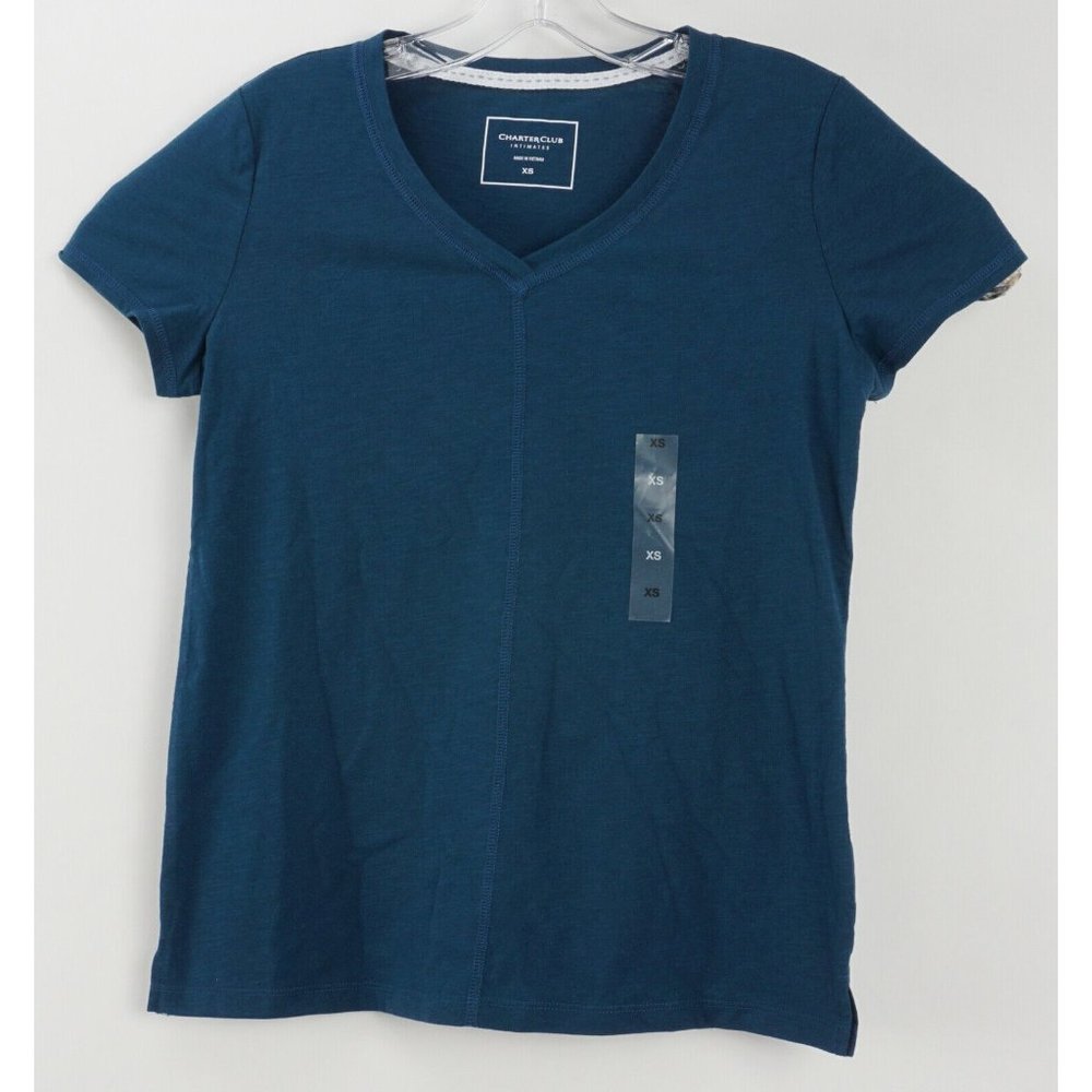 New Charter‎ Club Intimates Men's XS / L Short Sleeve Blue V-Neck Sleep T-Shirt